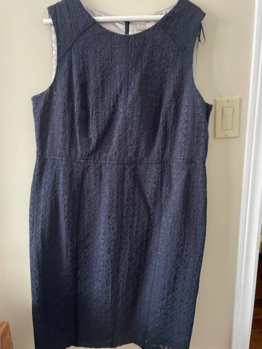 Planet - dress navy - lace overlay over taupe lining - size 14